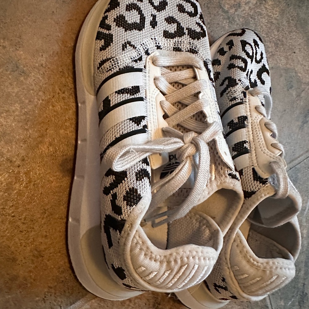 Adidas White & Black Leopard Print Running Shoes